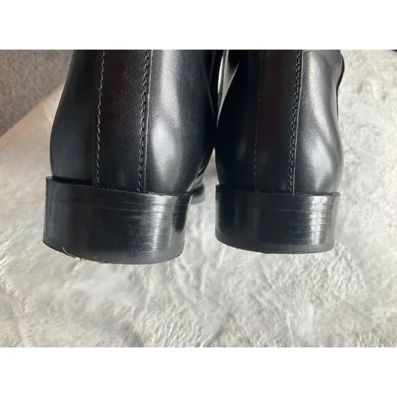Tory Burch Everly Black Logo Knee High Leather Riding Boots size 7M - Picture 13 of 16